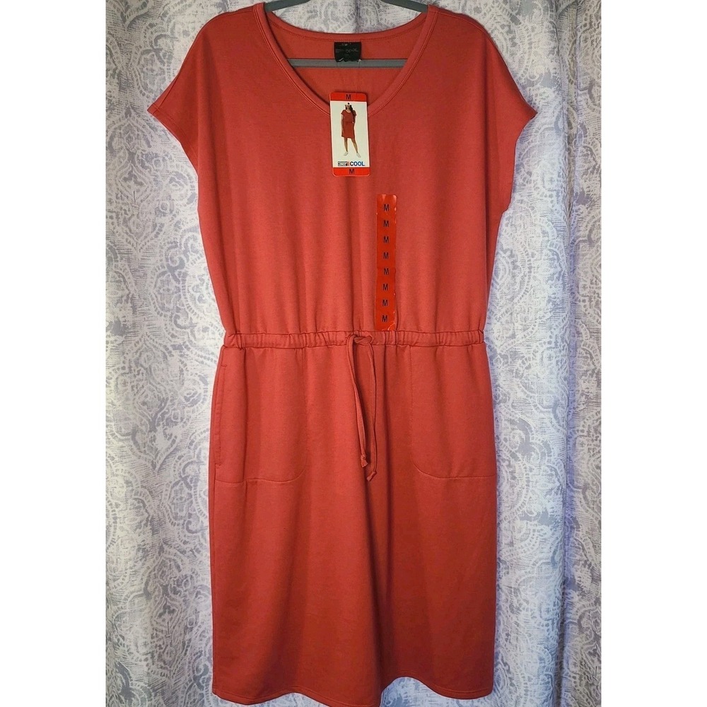 32° Cool Dress Soft Garnet Rose Colored V Neck Pockets Casual Lounge Travel Sz M